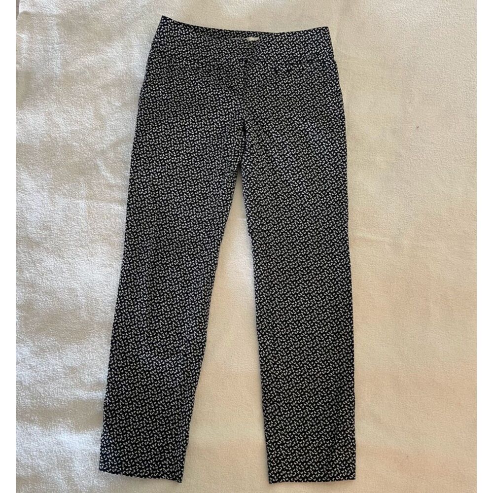 Ann Taylor Mini Butterfly Black White Cotton Dress Pants, Size 00 Petite